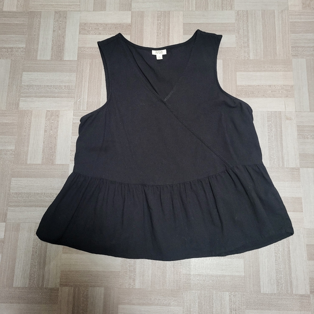 .a.n.a Black Peplum Sleeveless Tank Top. Large